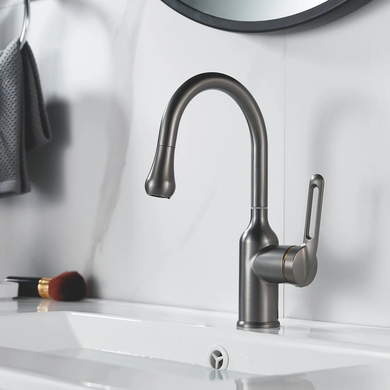 Смеситель для раковины Raffine F101T, оружейная сталь