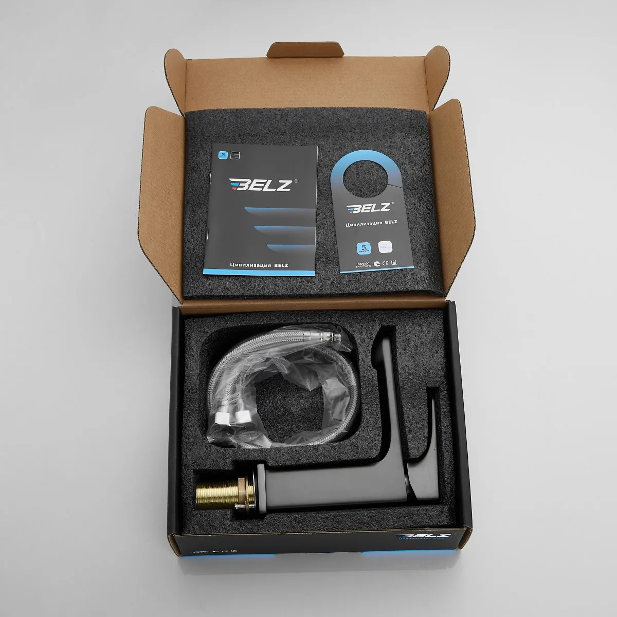 Смеситель для раковины BELZ цвет: оружейная сталь (B10709-3)
