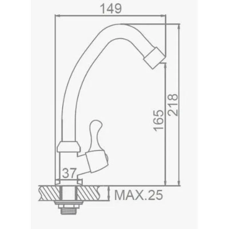 Кран на одну воду D-Lin D151911, хром