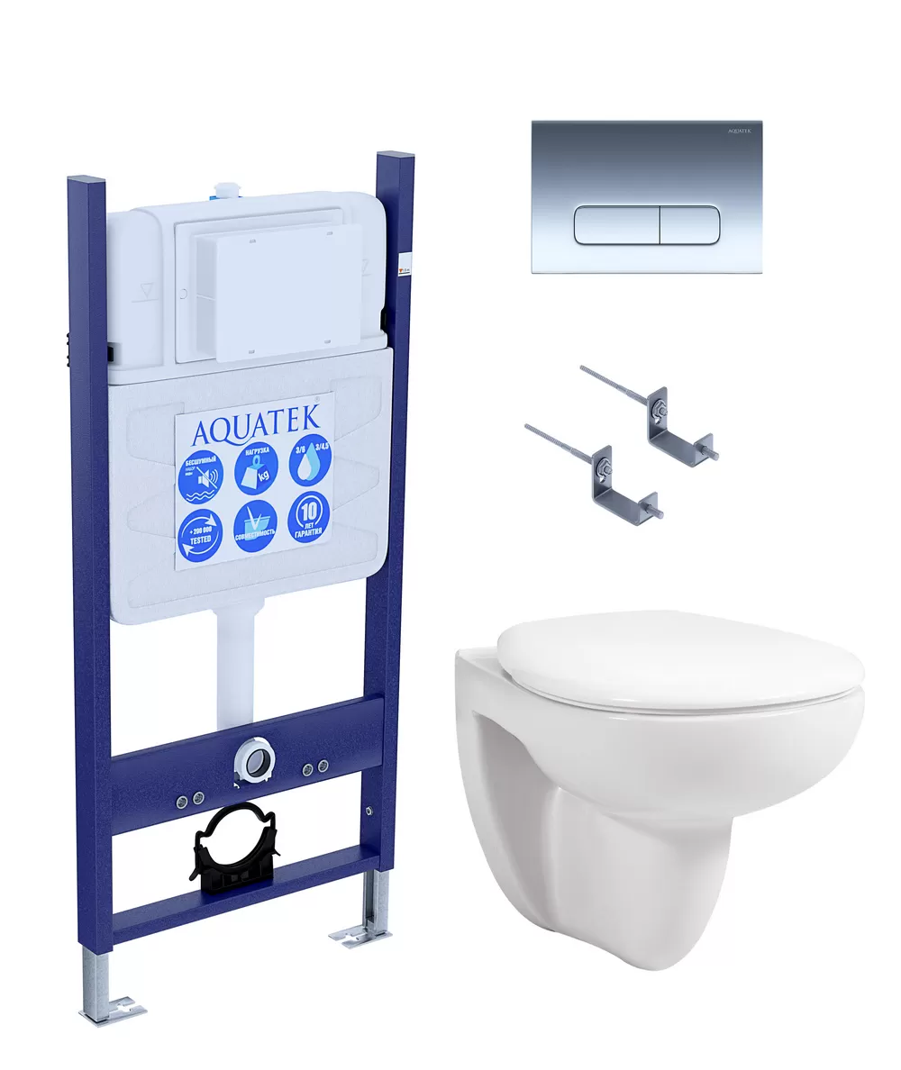 SET AQUATEK КАИР (рама AQUATEK INS-0000014+крепеж KKI-0000002+KDI-0000016+ унитаз КАИР AQ1170-00 с тонким сиденьем soft-close)