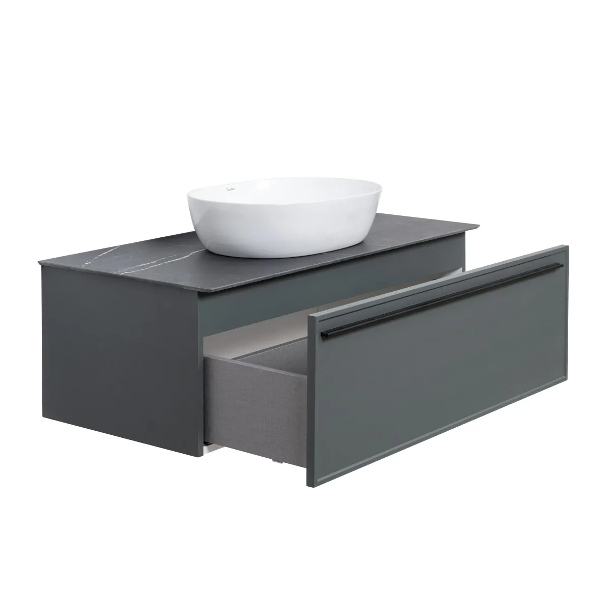 Тумба под раковину подвесная La Fenice Elba FNC-01-ELB-G-100, серо-зеленая