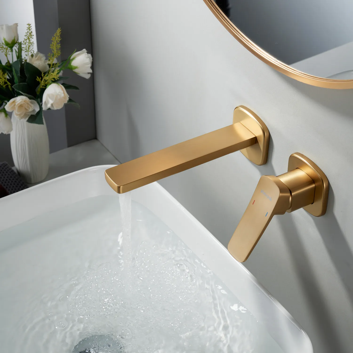 Смеситель для раковины встраиваемый Shevanik S9941G, золотой сатин