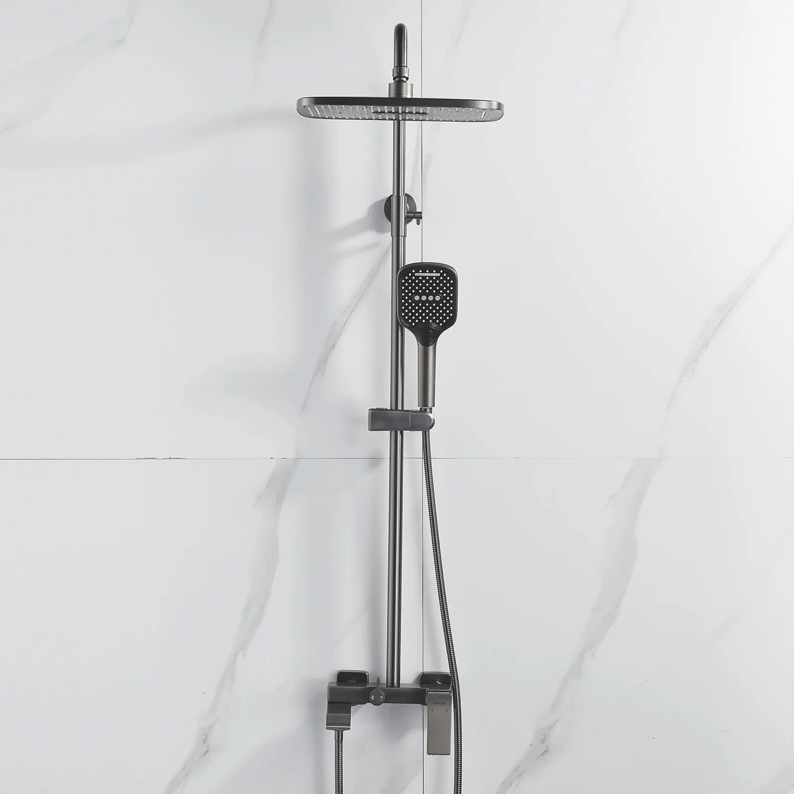 Душевая система Shevanik S4036T, оружейная сталь
