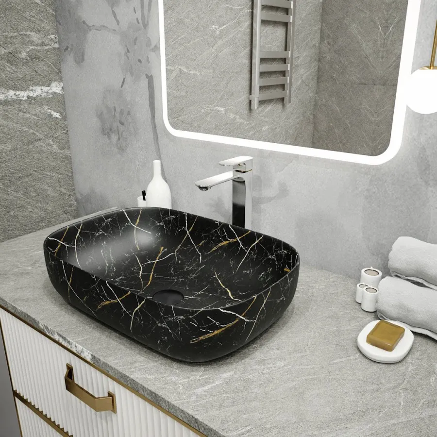 Раковина чаша Maretti FL13NS66-560MR, черный мрамор