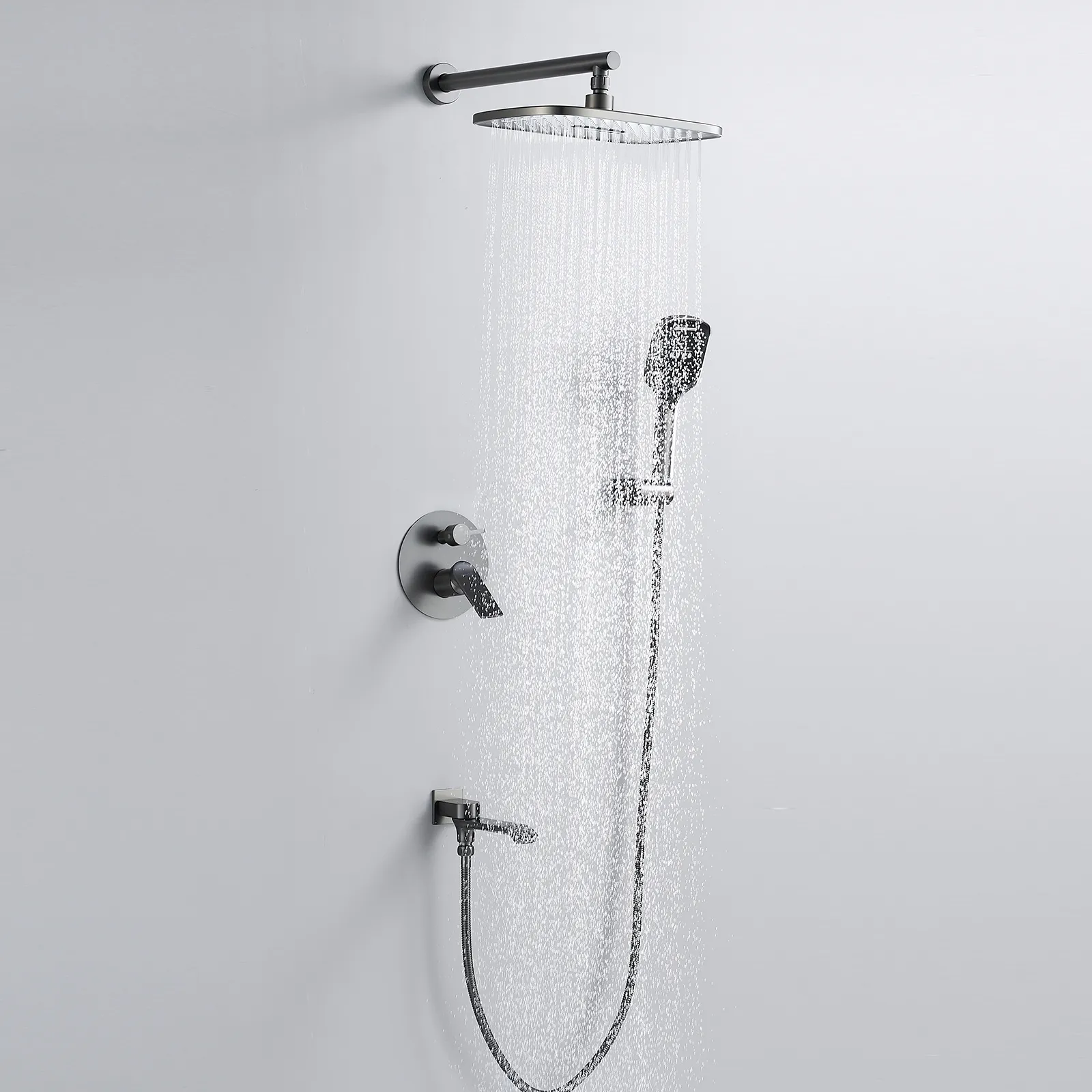 Душевая система встраиваемая Shevanik S4135T, оружейная сталь