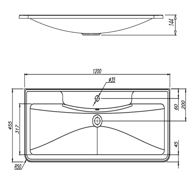 Раковина Florentina Аллегро 120 см 10.020.01200.302, антрацит