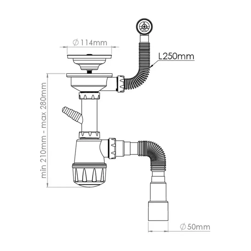 Сифон для кухонной мойки с переливом Nova NV1048