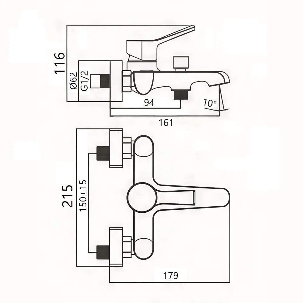 Смеситель для ванны Maretti Elena EA22RF163, хром