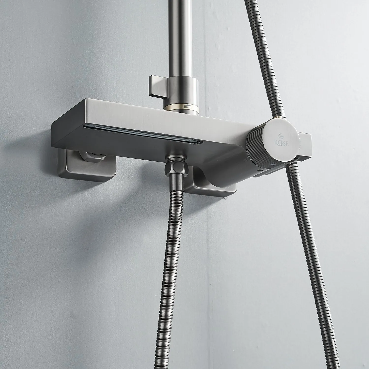 Душевая система с термостатом Rose R1896T-6, пепельный