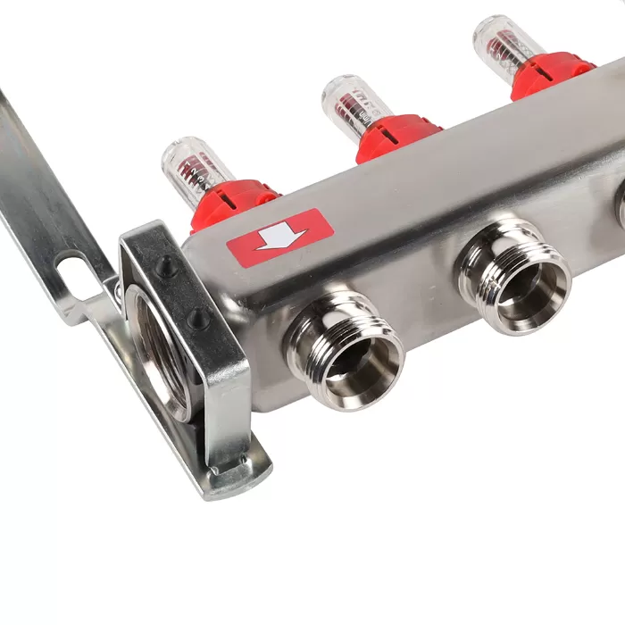 Коллектор Rommer 1"x3/4" на 10 контуров с расходомерами и запорными клапанами (RMS-1201-000010)