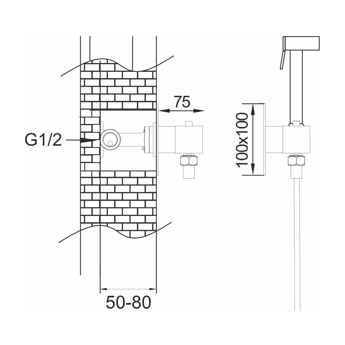Гигиенический душ с термостатом Rose R965C, белый