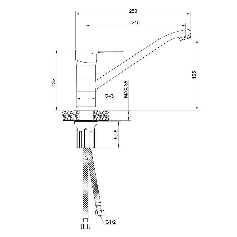 Смеситель для кухни WesnaArt NATUR NAT07-131, хром