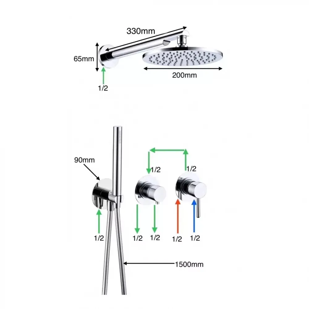 Душевая система встраиваемая (без излива) Grocenberg GB5090MG, матовое золото