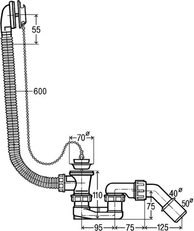 Слив-перелив для ванны Viega 311537