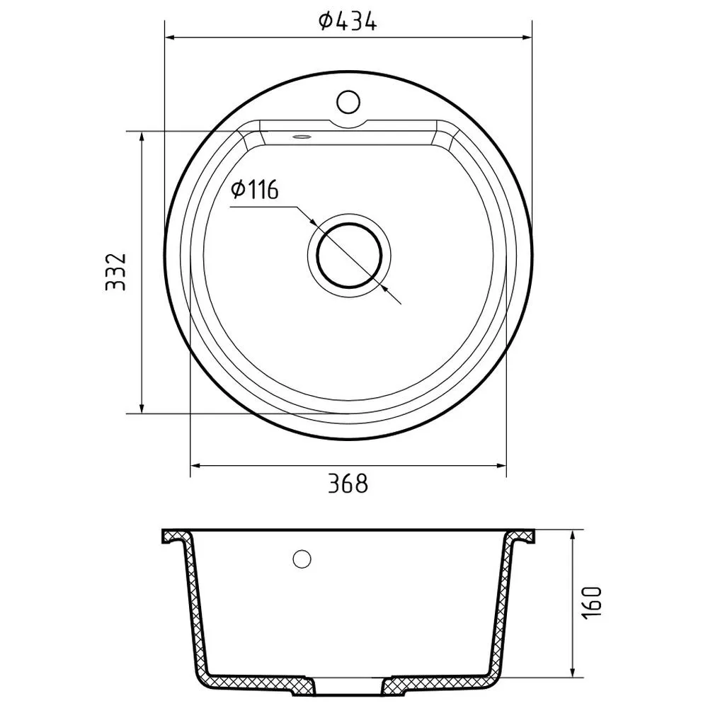 Кухонная мойка GranFest SMART 435, черный