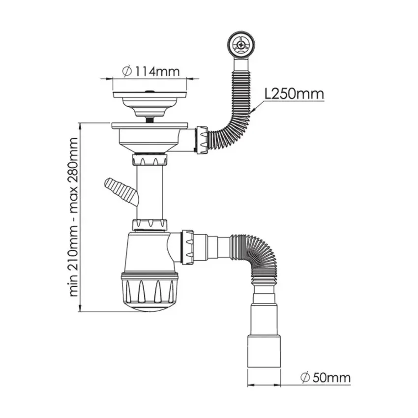 Сифон для кухонной мойки с переливом Nova NV1046
