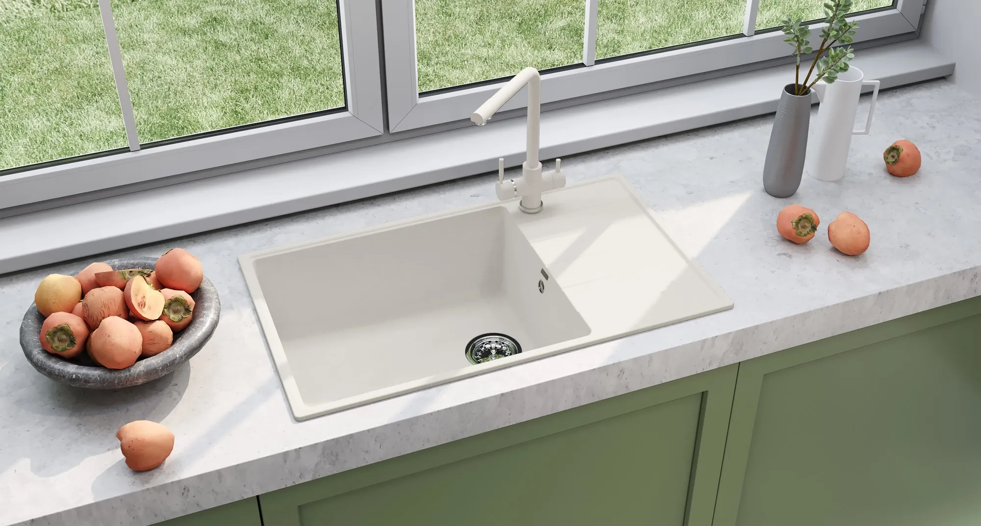 Кухонная мойка Ulgran Quartz Prima 860-01, жасмин