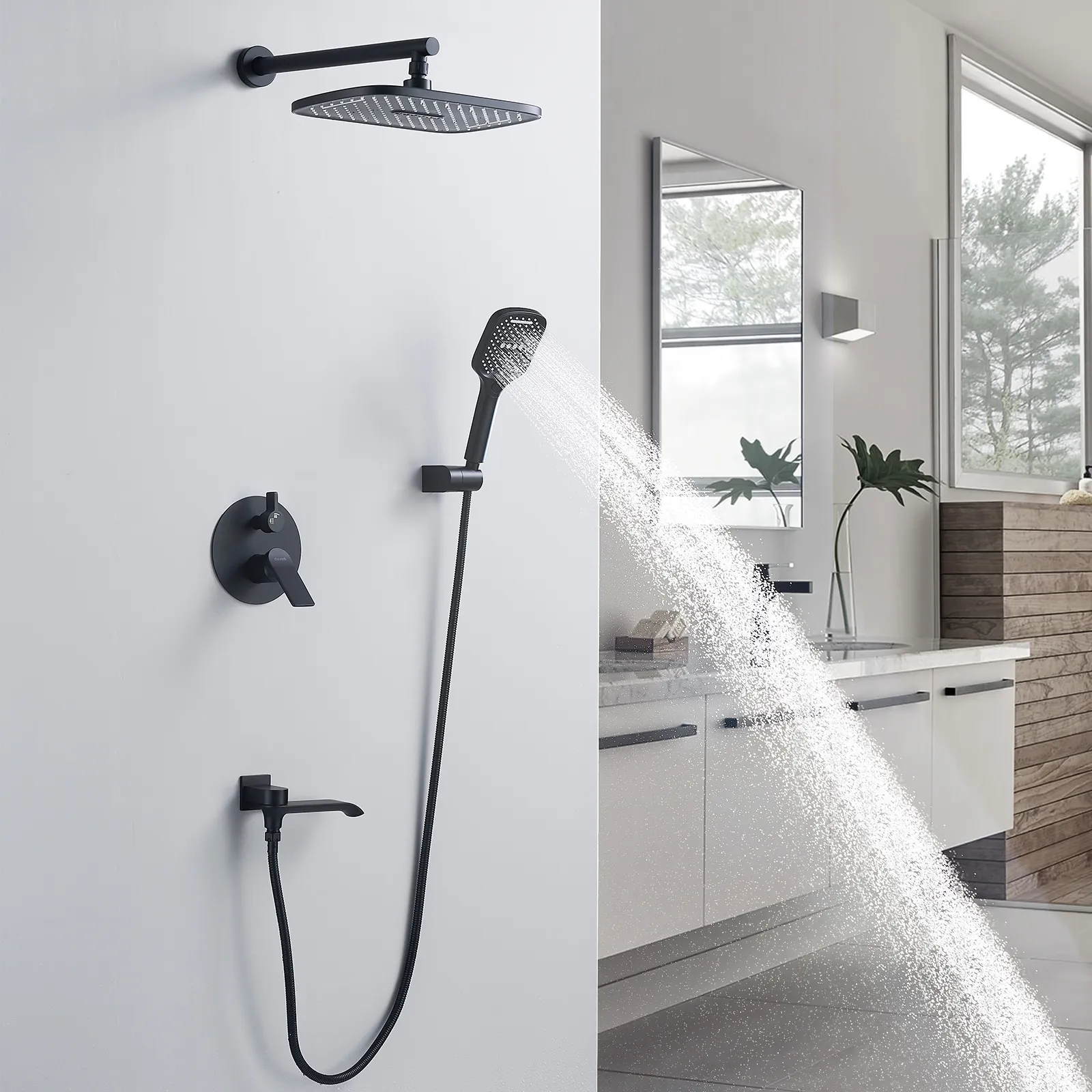 Душевая система встраиваемая Shevanik S4135H, черный