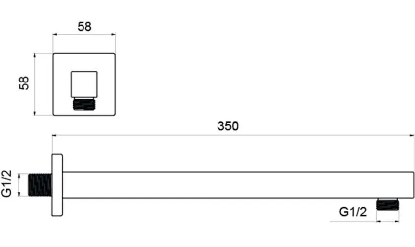 AQ2175MB держатель верхнего душа настенный 350 мм, матовый черный