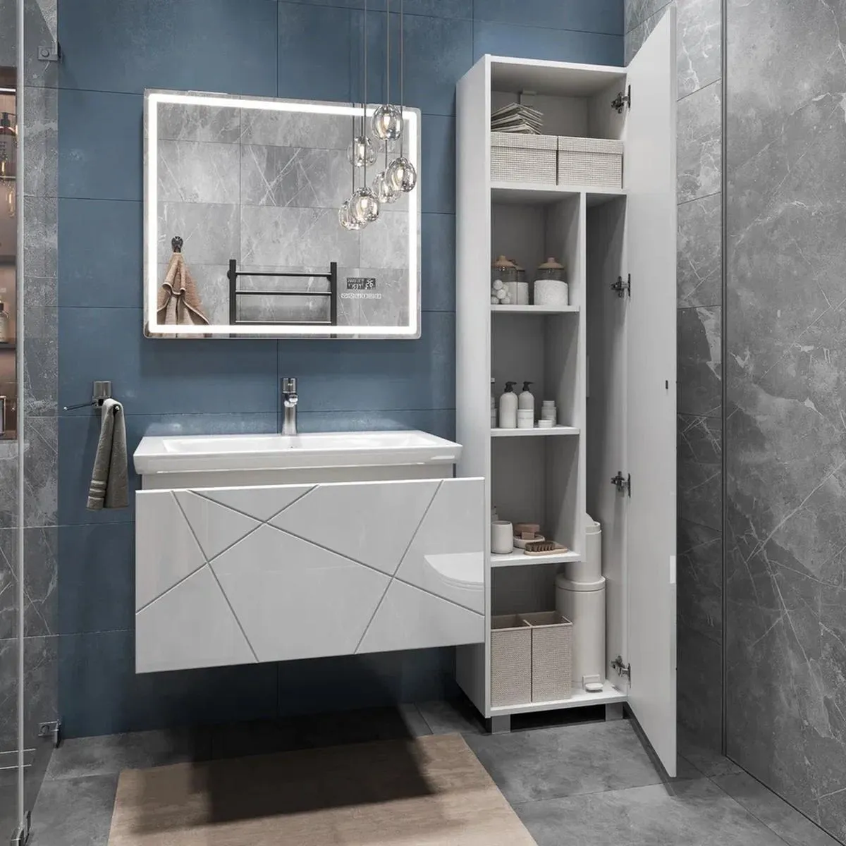 Тумба с раковиной подвесная VIGO Geometry 035, 80 см