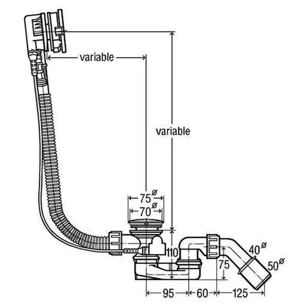 Слив-перелив (автомат) Grocenberg GB230W, белый