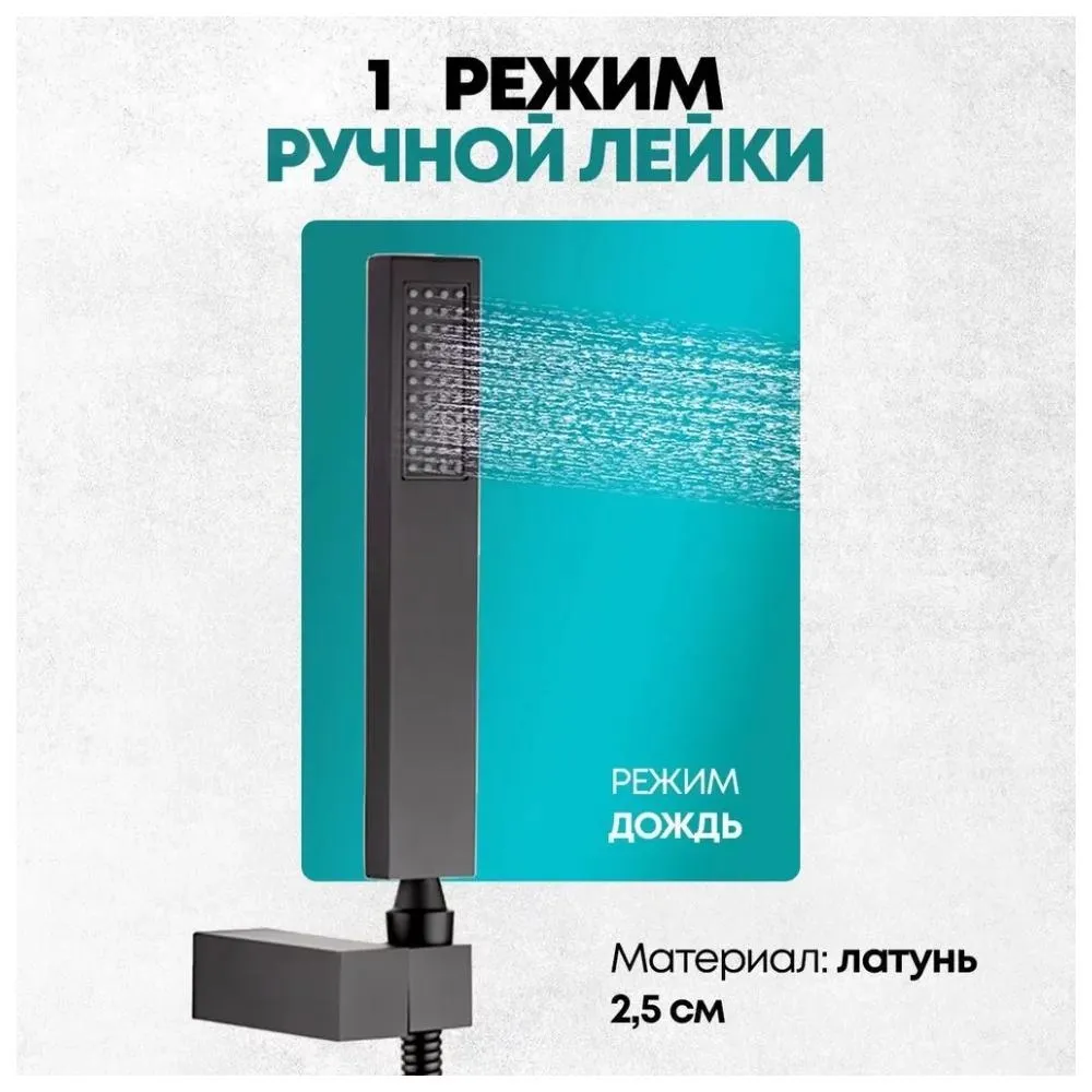 Душевая система встраиваемая (без излива) Grocenberg GB5089BL-3, черный