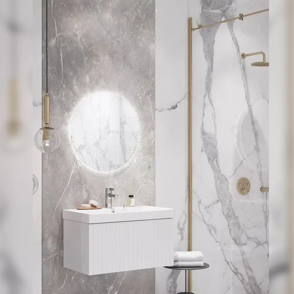 Тумба с раковиной подвесная Velvex Compo tp.COM.9696.70.1Y белый глянец, 70 см