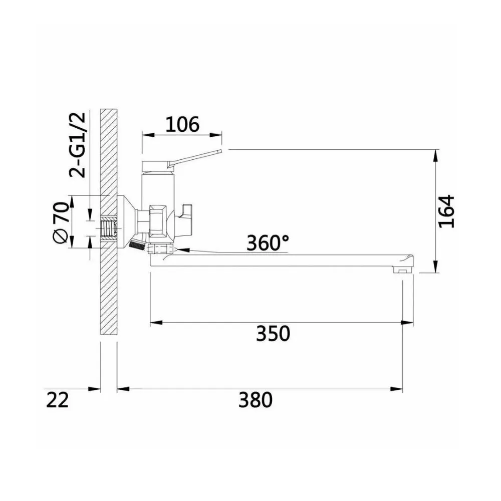 Смеситель для ванны D-Lin D147364, хром