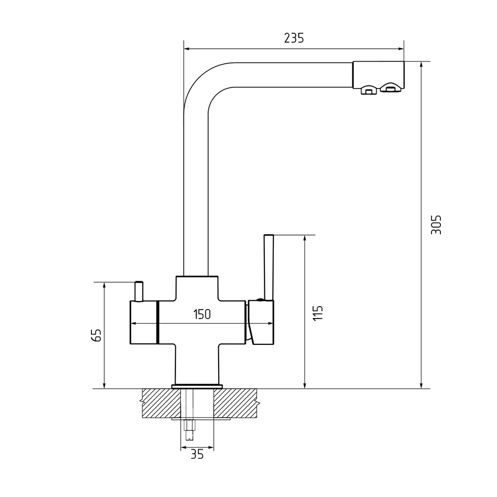 Смеситель для кухни с подключением фильтра GranFestGF-Z-5423, песочный