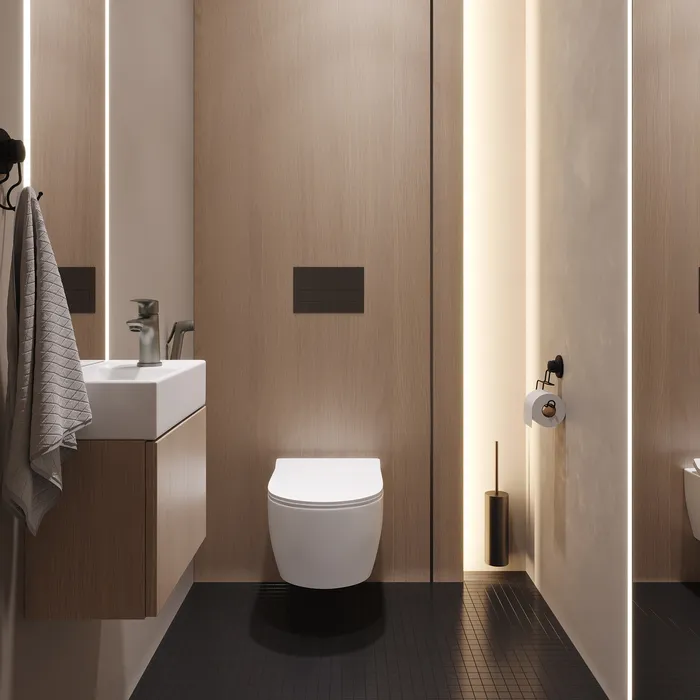 Смеситель для умывальника с гигиеническим душем Milardo Rora графит (RORGM01M08)