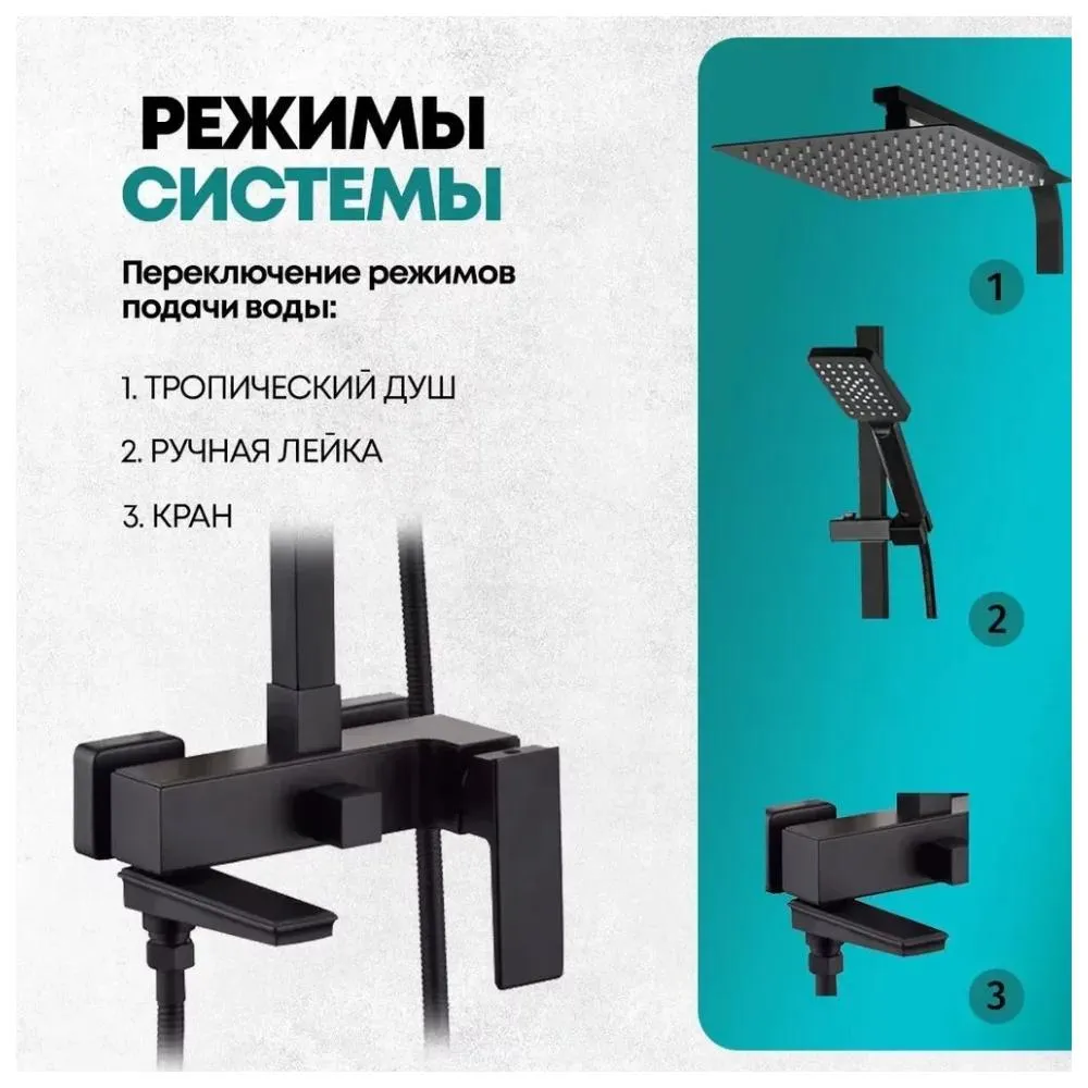 Душевая система Grocenberg GB7008BL, черный