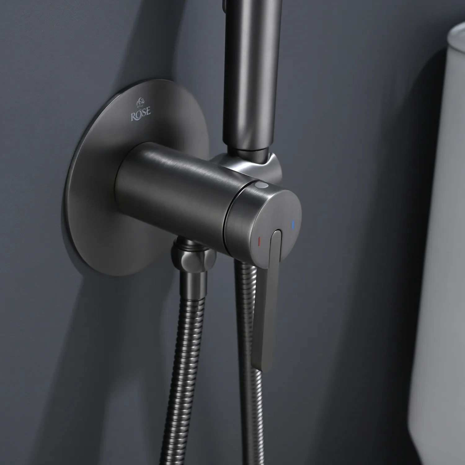 Гигиенический душ со смесителем Rose R235T, оружейная сталь