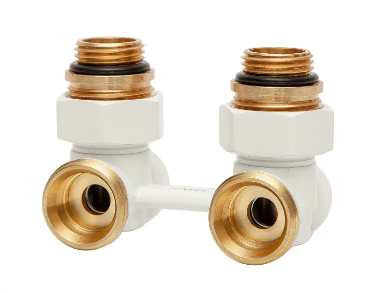 Узел подключения радиатора H-образный ARROWHEAD белый угловой 3/4"- 1/2"