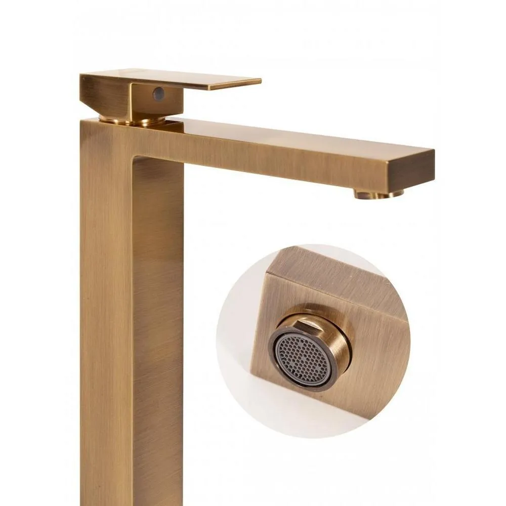 Смеситель для раковины высокий Hansberge H2070BR, бронза