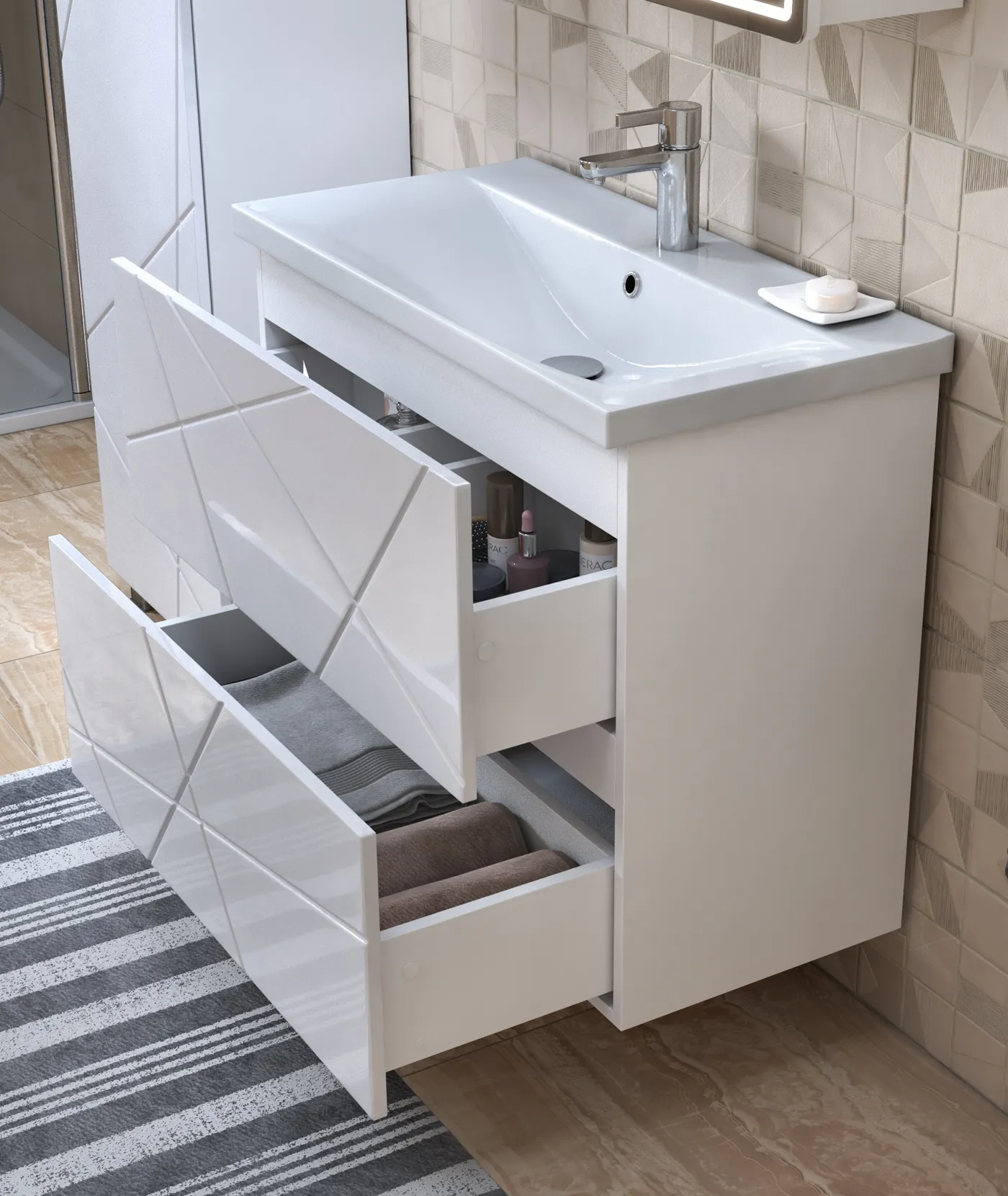 Тумба с раковиной напольная VIGO Geometry tn.bsf.GEO.FOS.70.2Y, 70 см