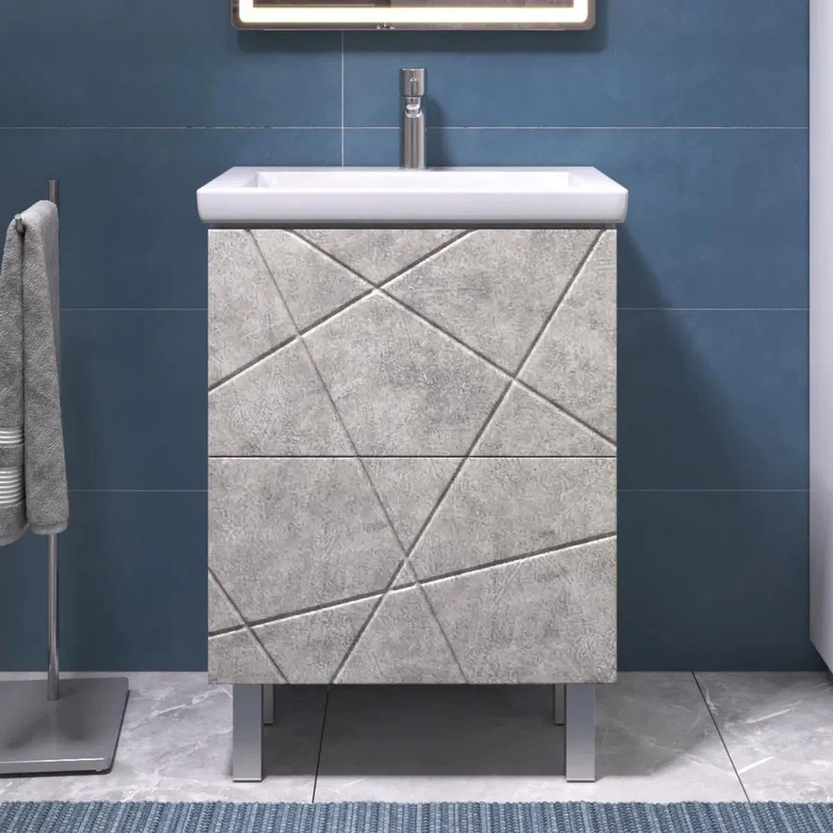 Тумба с раковиной напольная VIGO Geometry 015 бетон, 60 см