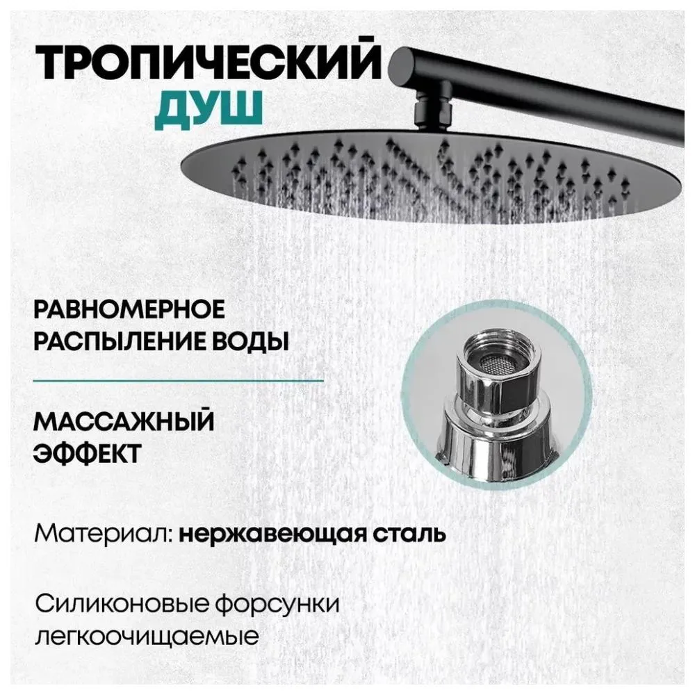 Душевая система встраиваемая (без излива) Grocenberg GB5099BL-3, черный