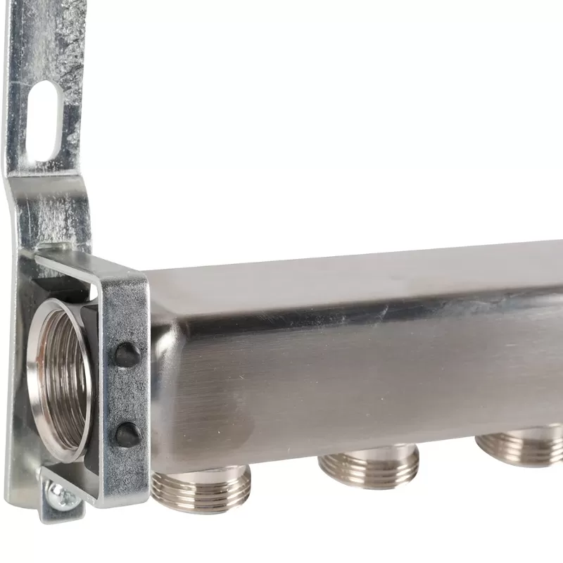 Коллектор Rommer 1"x3/4" на 8 контуров для радиаторной разводки (нерж. сталь) (RMS-4401-000008)