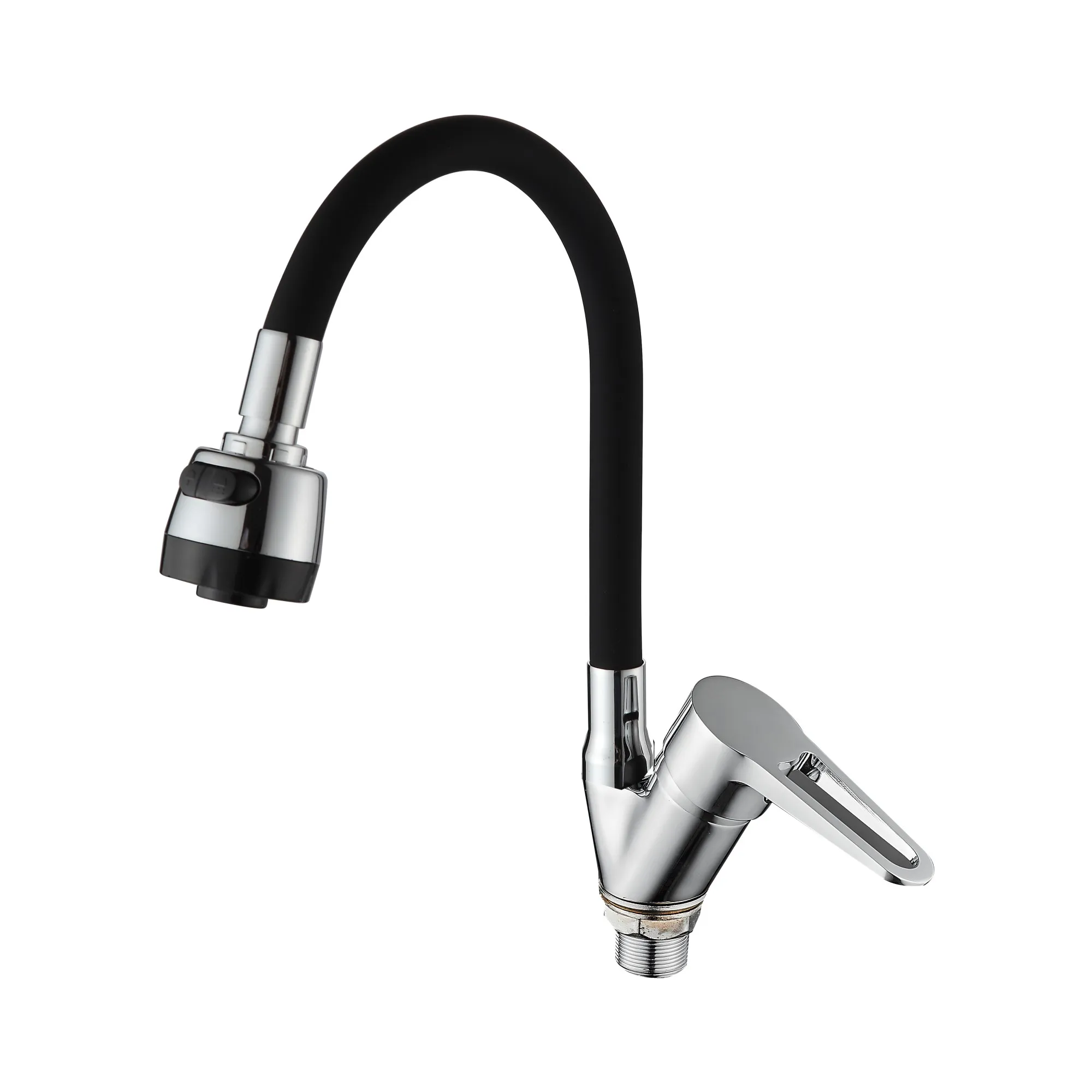Смеситель для кухни с гибким изливом и режимом "душ" D-Lin D150303-1T, хром/черный
