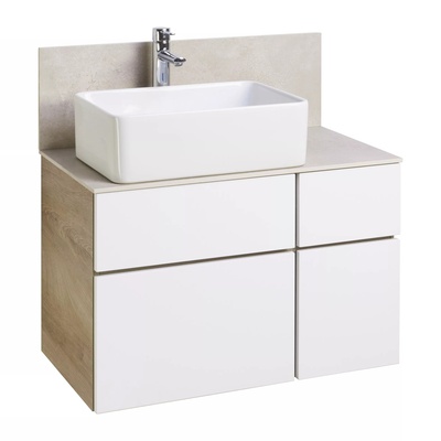 1A2441K3MIX40 Набор Aquaton: 1A244101MIX40 Тумба-умывальник Мишель 100 Дуб Эндгрейн/ 732700B000 Раковина Мила/ 1A253303MIX40 керам