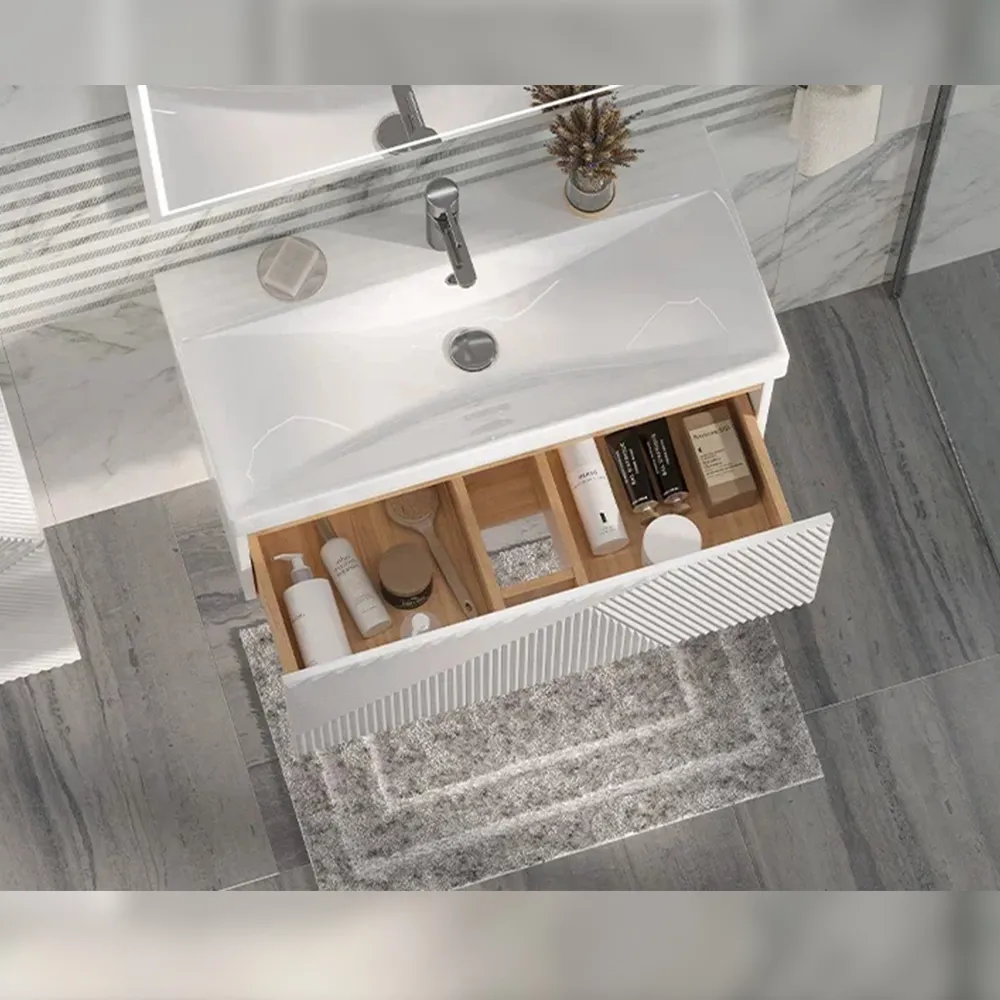 Тумба с раковиной подвесная Velvex Edge tp.EDG.9696.80.1Y белый глянец, 80 см