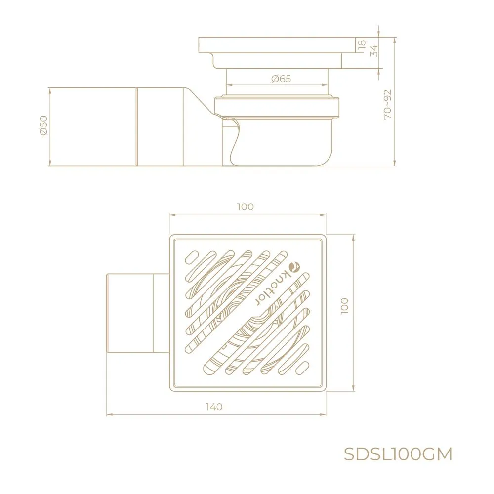 Душевой трап точечный Knotlor SDSL100GM, вороненая сталь