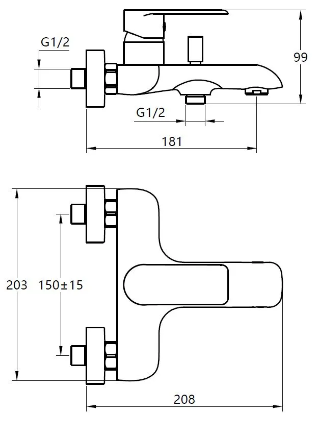 Смеситель для ванны VODA FY 54, хром