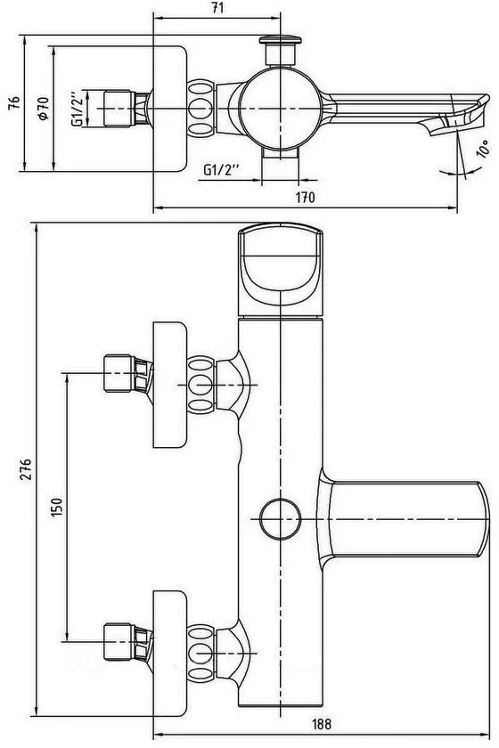 Смеситель для ванны E.C.A Myra 102102470HEX
