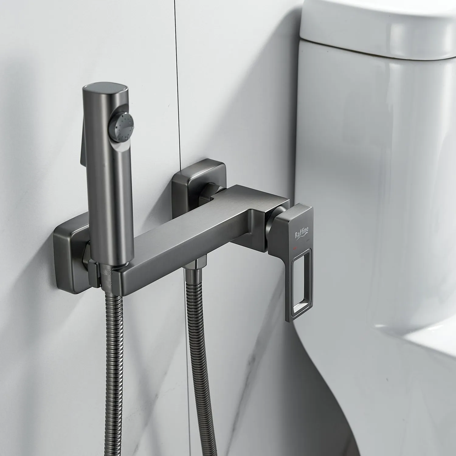 Гигиенический душ со смесителем Raffine F0596T-1, оружейная сталь