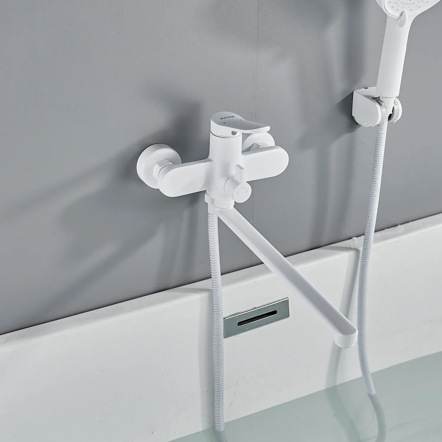 Смеситель для ванны Shevanik S4322C, белый