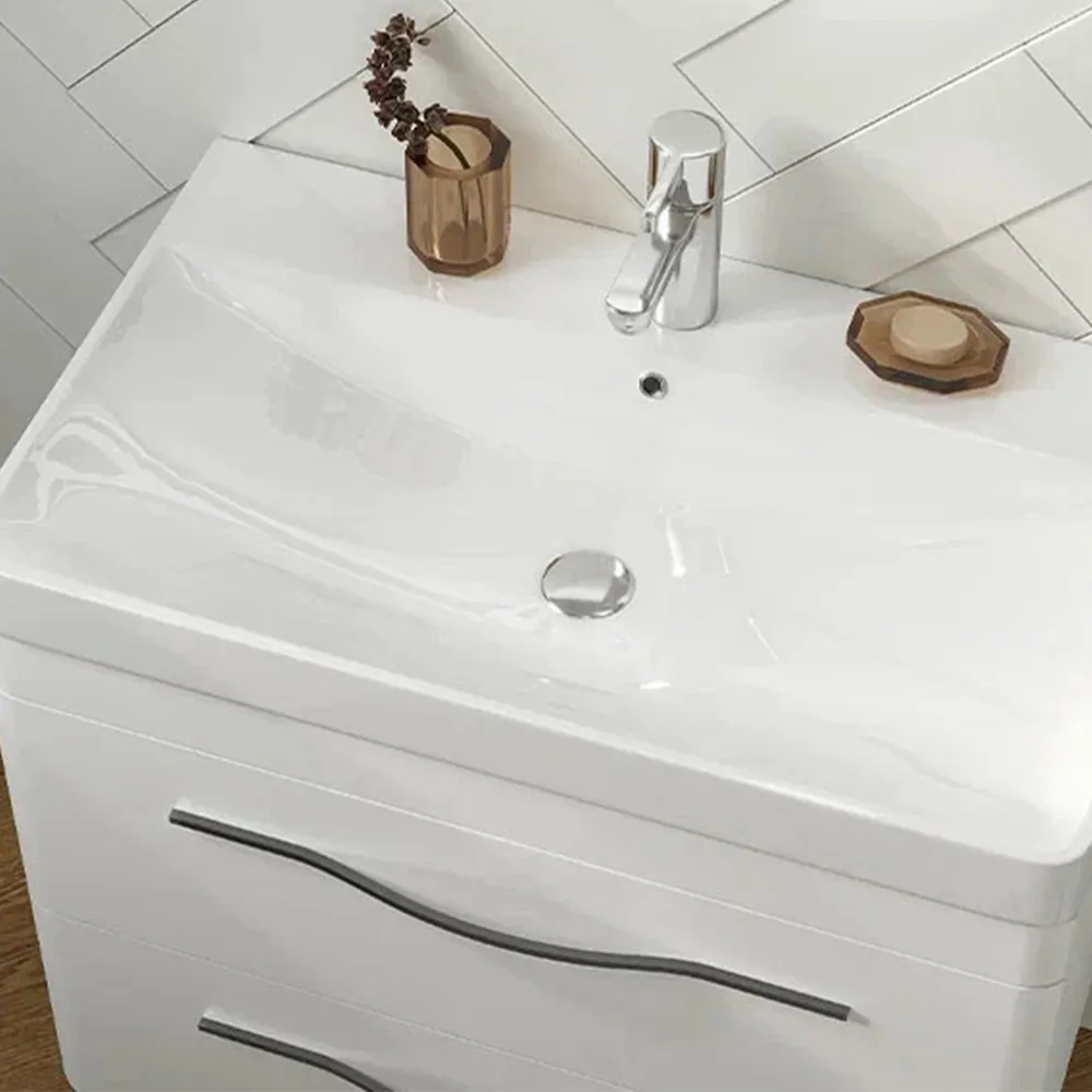 Тумба с раковиной подвесная Velvex Jill tp.JIL.9595.80.2Y белый матовый, 80 см