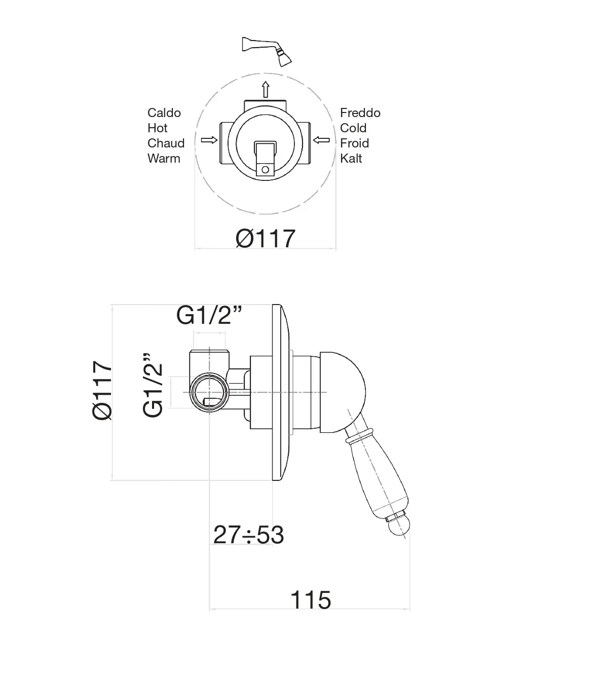 Смеситель для душа Fiore IMPERIAL 83CR5130, хром