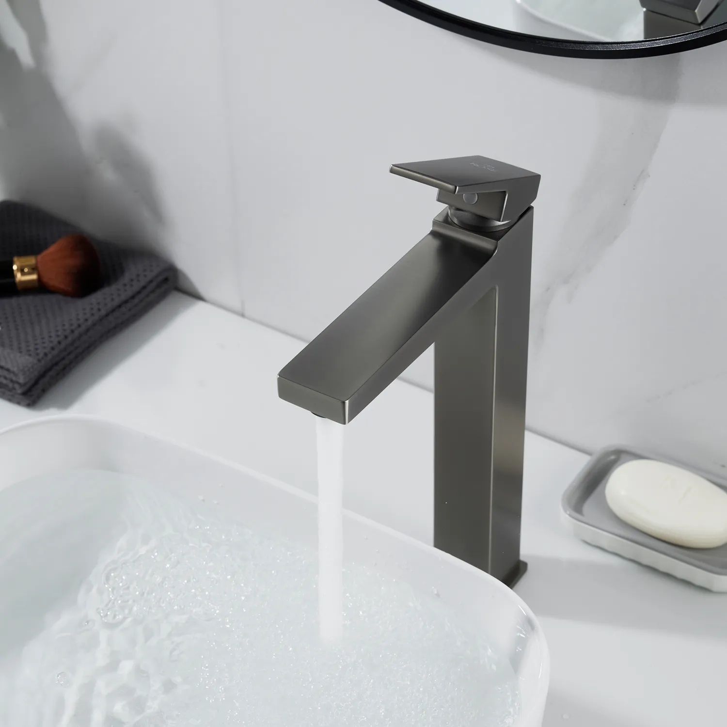 Смеситель для раковины высокий Rose R2811T, оружейная сталь