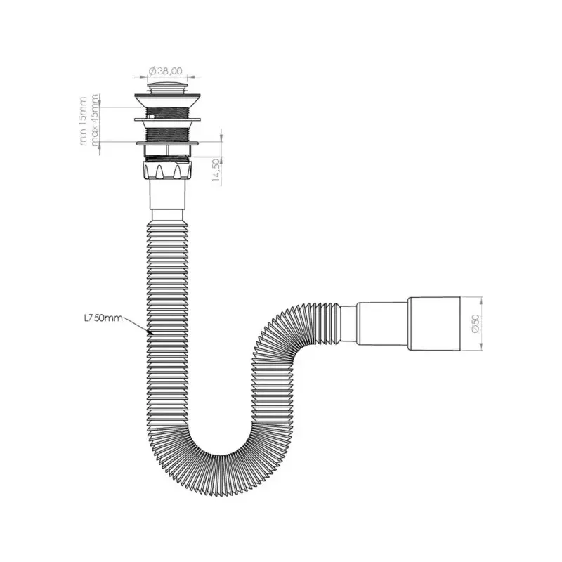 Сифон для умывальника с донным клапаном Nova NV1200
